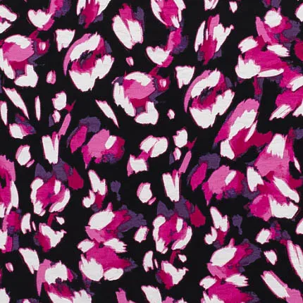 Viscosemengeling zwart met roos abstract patroon